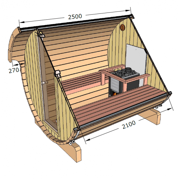 Sauna Tnde 250 cm 4-6 personer 4 varianter