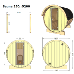 Sauna Tnde 250 cm 4-6 personer 4 varianter