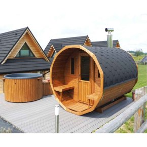 sauna tnde med brndeovn og vildmarksbad ved sommerhus