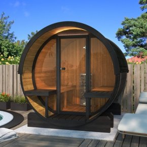 sauna tnde med panorama glas ved pool