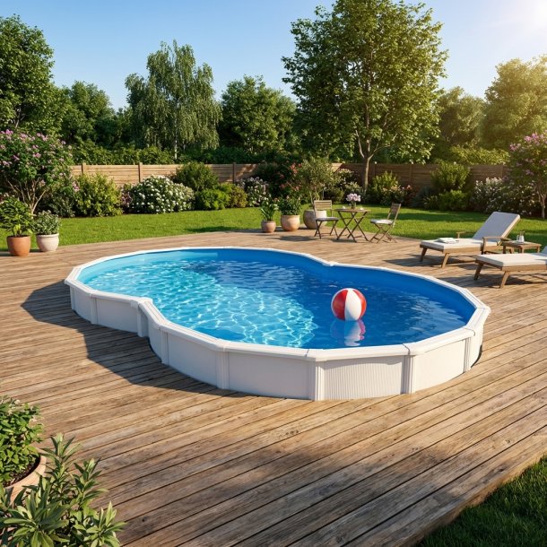 St&aring;lv&aelig;gs pool - 8-tals form 6,4 x 3,9 m h 1,2 m - Gre