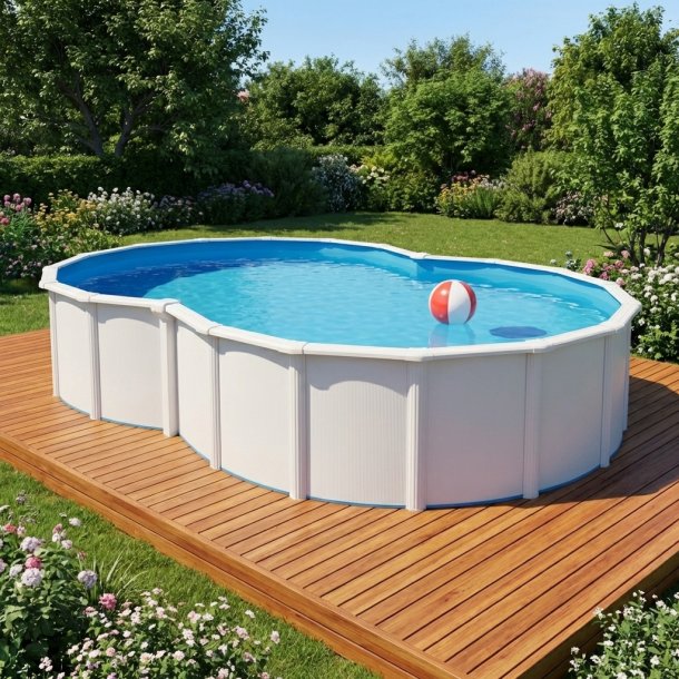 St&aring;lv&aelig;gs pool - 8-tals form 6,4 x 3,9 m h 1,2 m - Gre