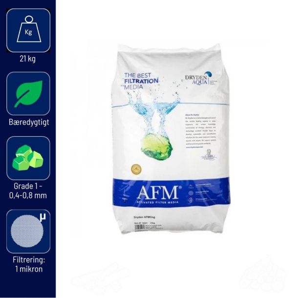 AFM ng Grade 1 0,4-0,8 mm Aktiveret Glas Filtermedie 21 kg Dryden Aqua
