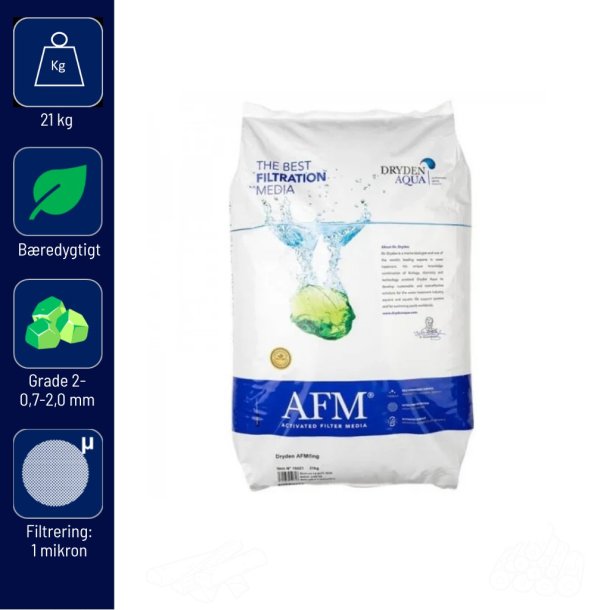 AFM ng Grade 2 0,7-2,0 mm Aktiveret Glas Filtermedie 21 kg Dryden Aqua