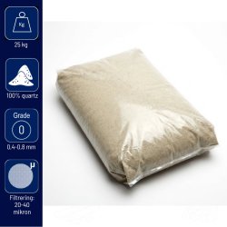 Filtersand til sandfilterpumpe 0,4-0,8 mm Nr. 0 - 25 kg - fin