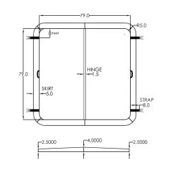 Firkantet Isoleret Cover til spa 201 x 201 cm Radius 13 cm Koksgr - Core