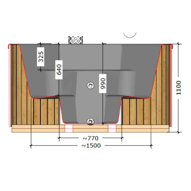 Firkantet Vildmarksbad ICON 200 - Thermowood - Br&aelig;ndeovn