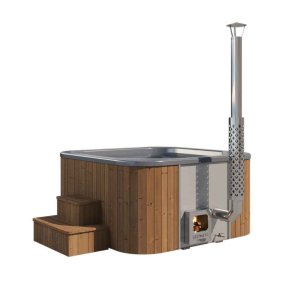 Firkantet Vildmarksbad ICON 200 - Thermowood - Br&aelig;ndeovn