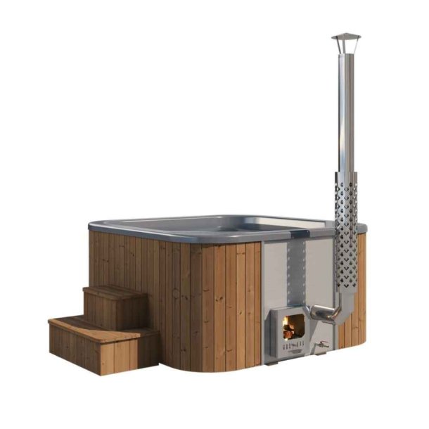 Firkantet Vildmarksbad ICON 200 - Thermowood - Br&aelig;ndeovn