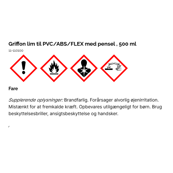 Griffon lim til PVC/ABS/FLEX med pensel 500 ml