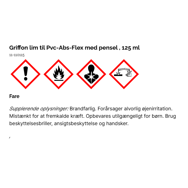 Griffon lim til Pvc-Abs-Flex med pensel 125 ml