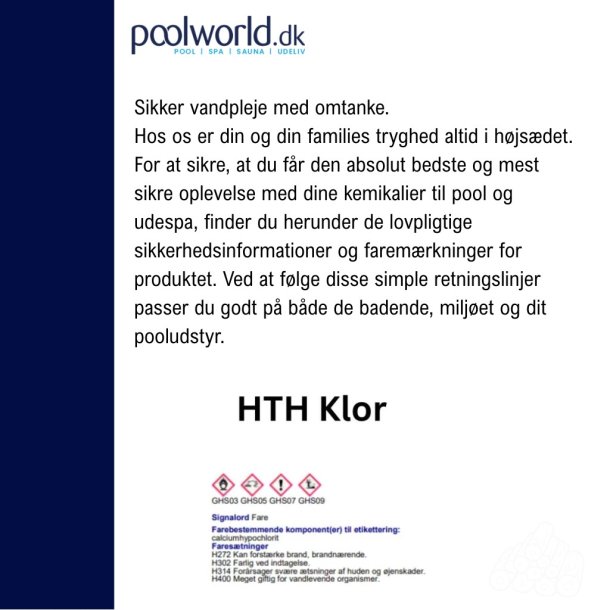 Hth Klor Granulat 10 kg til Pool - uden Cyanursyre