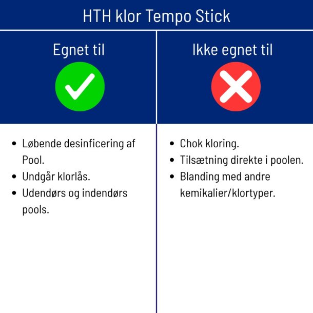 HTH Tempo stick 4,5 kg - 300 g Klortablet uden Cyanursyre