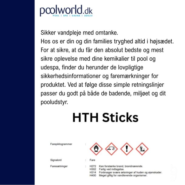 HTH Tempo stick 4,5 kg - 300 g Klortablet uden Cyanursyre