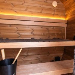 Sauna Onyxia Cube Thermowood halvmneformet glasfront