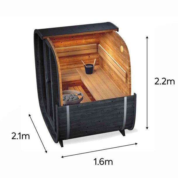 Sauna Onyxia Cube Thermowood halvmneformet glasfront