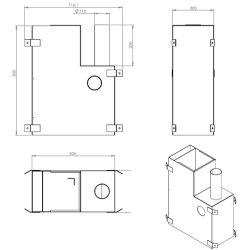 Indvendig Brndeovn til vildmarksbad inkl. Skorsten og Top