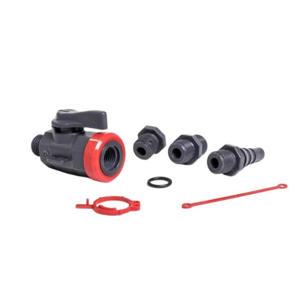 Kugleventil 1/4" PVC  komplet med fittings