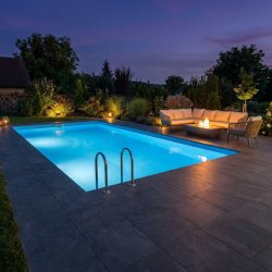 luksus styropor isoleret pool, pool pakke med stige, milj� aftenstemning