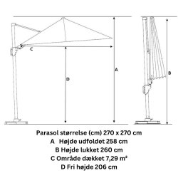 Platin Cantilever Have Parasol som drejer 360 grader Antracit