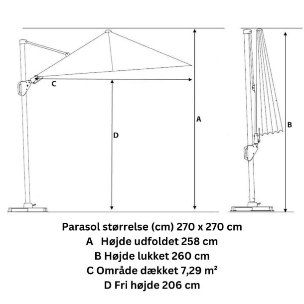 Platin Cantilever Have Parasol som drejer 360 grader Antracit