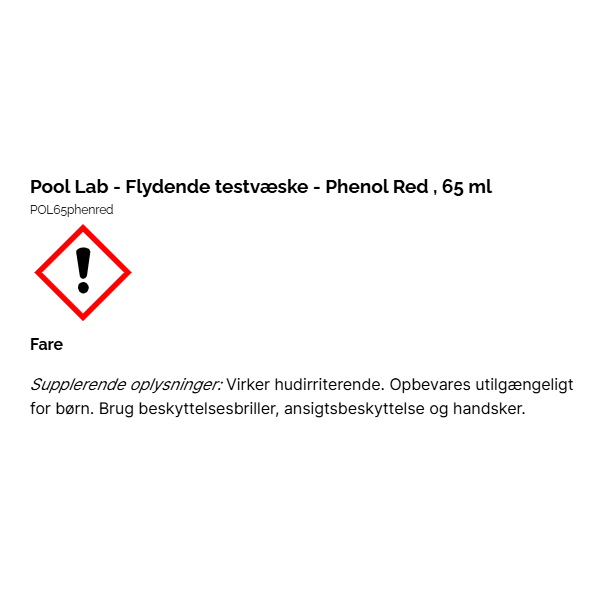 Pool Lab - Flydende testv&aelig;ske - Phenol Red - 65 ml