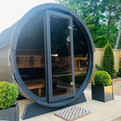 Pool Sauna 160 cm Glasfront Thermowood