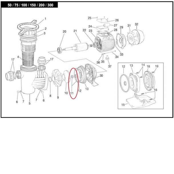 Akselttning til Poolpumpe Winner