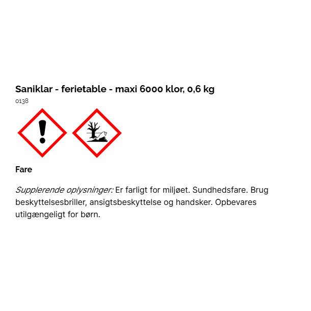 Saniklar - Ferietablet - Maxi 6000 -  Klor - 600 g