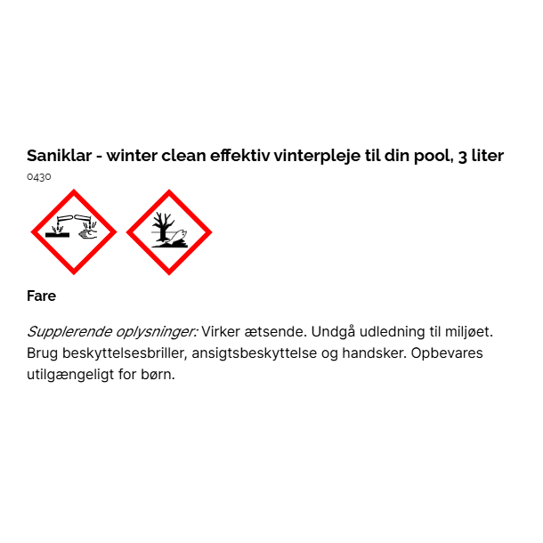 Saniklar Winter Clean 3 L - Effektiv Vinterpleje til Din Pool