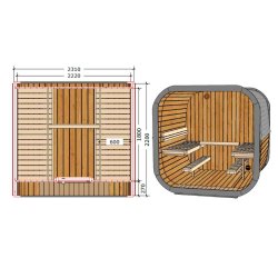 Sauna ICON 220 XL med glas dr saml Selv