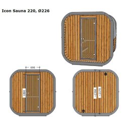 Sauna ICON 220 XL med glas dr saml Selv