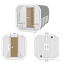 Sauna Icon 385 Deluxe 226 cm Thermowood Saml Selv