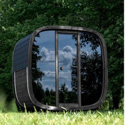 Sauna Onyxia Cube Thermowood halvmneformet glasfront