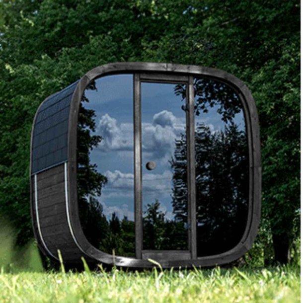 Sauna Onyxia Cube Thermowood halvmneformet glasfront