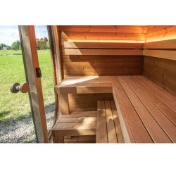 Sauna Onyxia Cube Thermowood halvmneformet glasfront