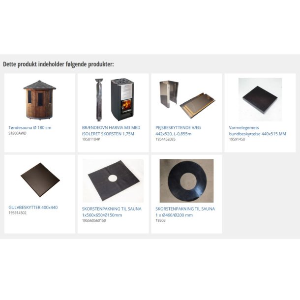 Sauna T�nde Thermowood �180 Br�ndeovn-St�lplade Saml selv