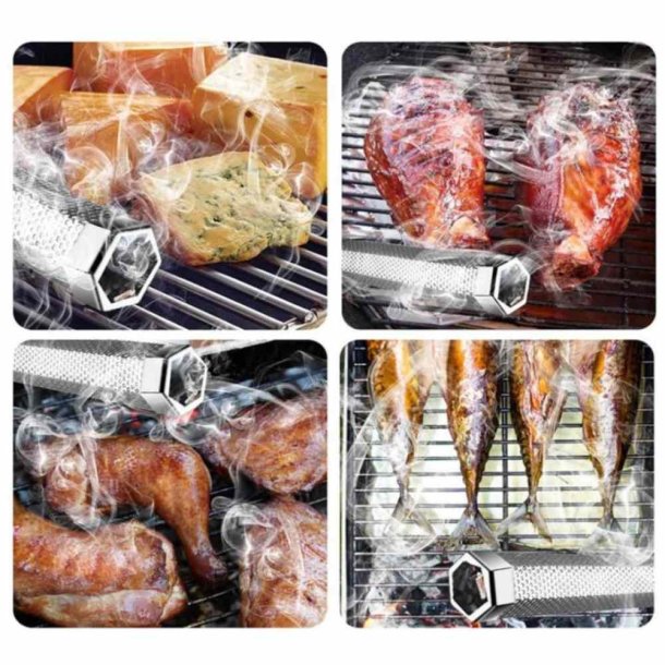 R&oslash;gr&oslash;r - Rustfrit st&aring;l - Perforeret - 30 cm  - til Grill