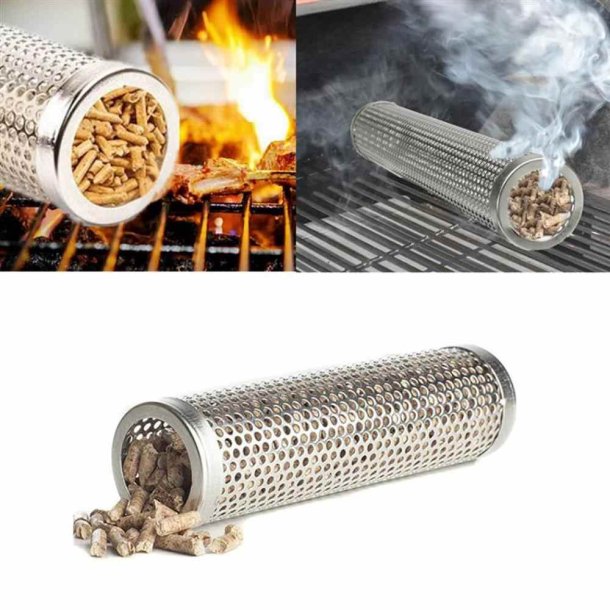 R&oslash;gr&oslash;r - Rustfrit st&aring;l - Perforeret - 30 cm  - til Grill