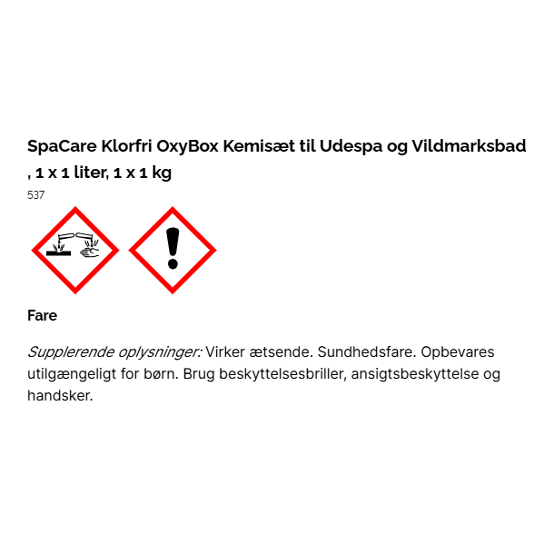 SpaCare Klorfri OxyBox Kemis&aelig;t til Udespa og Vildmarksbad