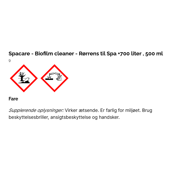 Spacare - Biofilm cleaner - Rrrens til Spa +700 liter  - 500 ml
