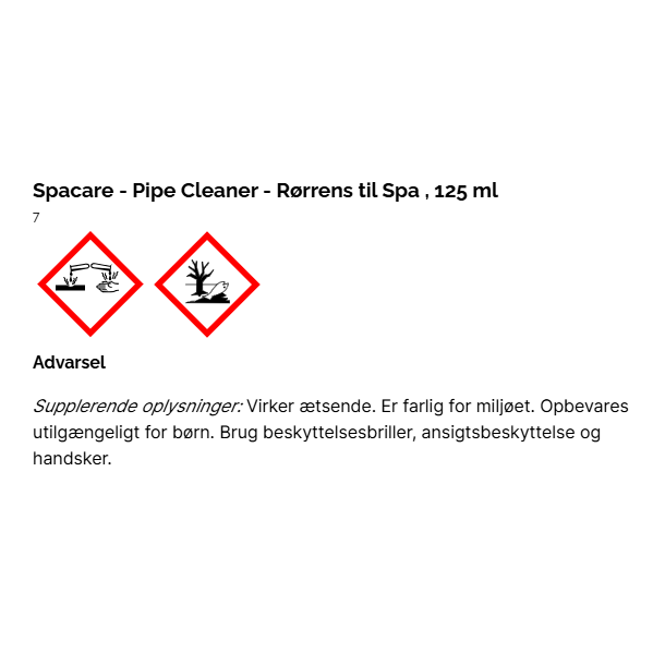 Spacare - Pipe Cleaner - Rrrens til Spa - 125 ml