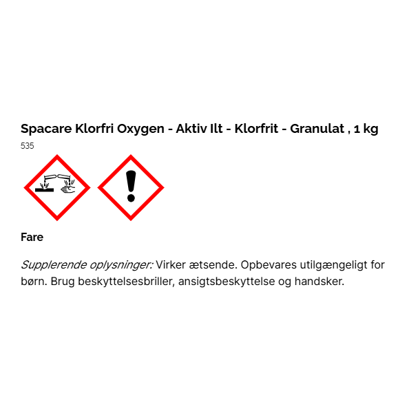 Spacare Klorfri Oxygen - Aktiv Ilt - Klorfrit - Granulat - 1 kg
