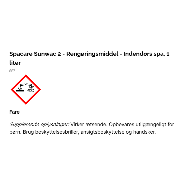 Spacare Sunwac 2 - 1 l - Rengringsmiddel - Indendrs spa