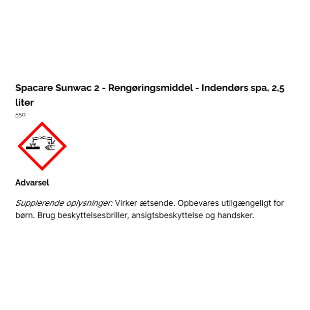 Spacare Sunwac 2 - 2,5 l - Rengringsmiddel - Indendrs spa
