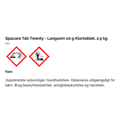Spacare Tab Twenty - Langsom 20 g Klortablet - 2,5 kg