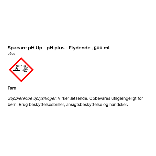 Spacare pH Up - pH plus - Flydende - 500 ml