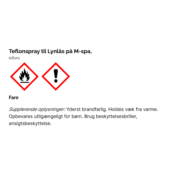 Teflonspray til Lynls p M-spa