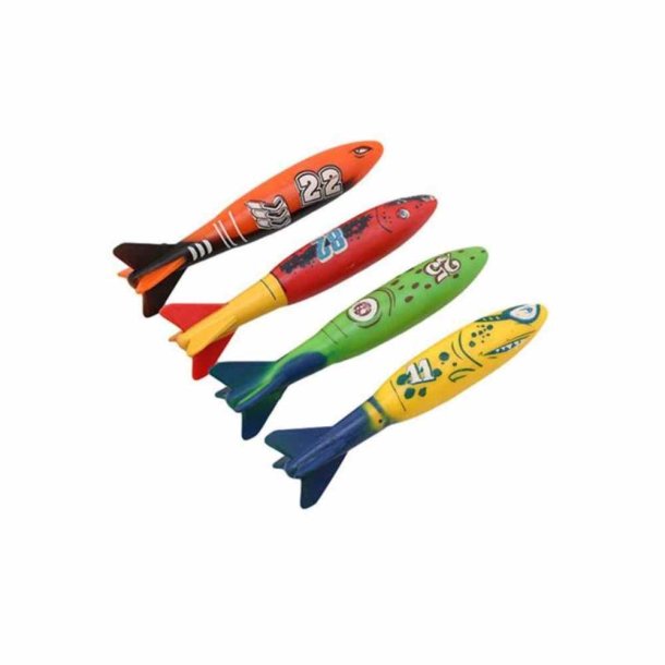 Undervands torpedoer til Dykkerleg i Pool - 4 stk assorterede design