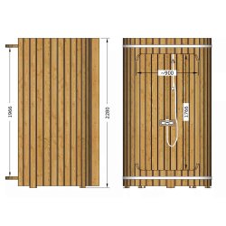 Udendrs Brusekabine i Thermowood